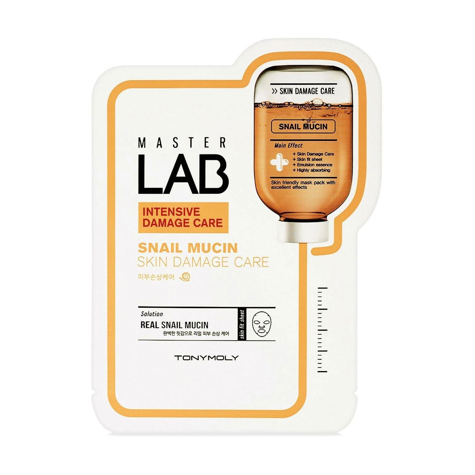 Тканинна маска для обличчя Tony Moly Master Lab Snail Mucin Mask з муцином равлика, 19 г